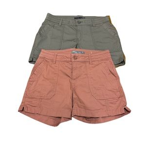 2 Prana Elle Women’s Shorts Cotton Khaki Pumpkin Active Hiking Sz 4/27